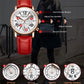 MEGIR Women Watches Luxury Quartz Chronograph Leather Strap Lady Sports Wristwatch Female Dress Clock 24-hour Reloj Mujer 2058
