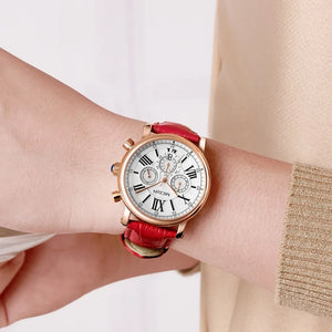 MEGIR Women Watches Luxury Quartz Chronograph Leather Strap Lady Sports Wristwatch Female Dress Clock 24-hour Reloj Mujer 2058