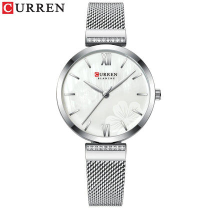 CURREN Watches Women's Simple Fashion Quartz Watch Ladies Wristwatch Charm Bracelet Stainless Steel Clock relogios feminino