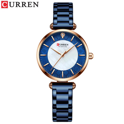 Watches Women CURREN Top Brand Fashion Thin Quartz Wristwatch with Charming Stainless Steel Bracelet