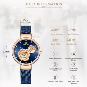 NAVIFORCE Luxury Women's Watch Set with Steel Mesh Band Creative Design Female Clock Relogio Feminino Includes Watch Box for Sal