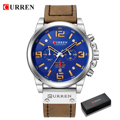 Fashion Classic Black White Chronograph Watch Men CURREN Men's Watches Casual Quartz Wristwatch Male Clock Reloj Hombre