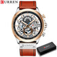 CURREN Watches Mens Branded Luxury Casual Leather Strap Sport Quartz Wristwatch Chronograph Clock Male Creative Design Dial