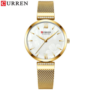 Golden Wristwatch Mesh Ladies Watches Luxury Brand CURREN Elegant Simple Quartz Watch Women's Bracelet Clock Female Reloj mujer
