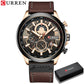 CURREN Watches Mens Branded Luxury Casual Leather Strap Sport Quartz Wristwatch Chronograph Clock Male Creative Design Dial