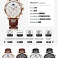LIGE Fashion Brown Leather Watches For Men Casual Business Men Quartz Watch Waterproof Luminous 24 Hour Moon Phase Chronograph