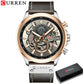 CURREN Watches Mens Branded Luxury Casual Leather Strap Sport Quartz Wristwatch Chronograph Clock Male Creative Design Dial