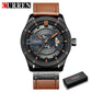 CURREN Men Military Sports Watches Men's Quartz Date Clock Man Casual Leather Wristwatches  Relogio Masculino