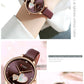 CURREN Watches Women Fashion Leather Quartz Wristwatch Charming Rhinestone Female Clock Zegarki Damskie