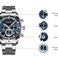 CURREN Top Brand Military Quartz Watches Silver Blue Mens Stainless Steel Chronograph Wristwatch for Male Casual Sporty Clocks