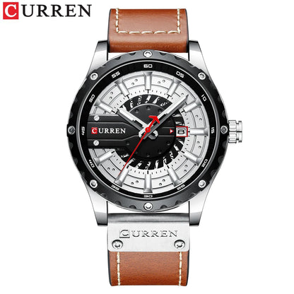 CURREN Watches Top Brand Fashion Leather Wristwatch Casual Quartz Men's Watch New Chic Luminous hands Clock