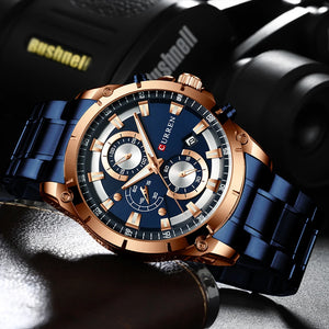 CURREN Watch Quartz Male watches Fashion Chronograph Clock Mens Gift Casual Stainless Steel Wristwatch