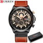 CURREN Watches Mens Branded Luxury Casual Leather Strap Sport Quartz Wristwatch Chronograph Clock Male Creative Design Dial