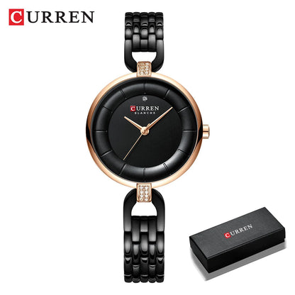 CURREN Quartz Women Luxury Rhinestone Clock Woman Gift Charming Ladies Stainless Steel Bracelet Women Wristwatch Montre femme