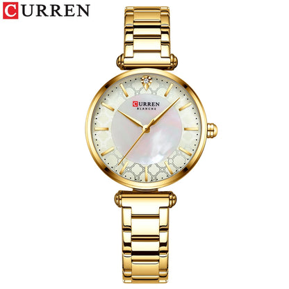Watches Women CURREN Top Brand Fashion Thin Quartz Wristwatch with Charming Stainless Steel Bracelet