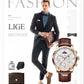 LIGE Fashion Brown Leather Watches For Men Casual Business Men Quartz Watch Waterproof Luminous 24 Hour Moon Phase Chronograph