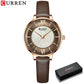CURREN Branded Women's Watches 2021 Lux Elegant Ladies Wristwatch with Leather Bracelet Royal Blue