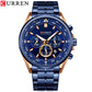 CURREN Luxury Brand Watches for Men Casual Sporty Quartz Wristwatch with 316 Stainless Steel Band Chronograph Clock Male Silver