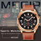 MEGIR Watches for Men Fashion Military Sport Watch Waterproof Date Quartz Casual Wristwatch with Chronograph Leather Strap 2128