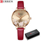 CURREN Watches Women Brand Leather Quartz Wristwatches Luxury Design Clock for Ladies Charm Flowers Dial Montre Femme