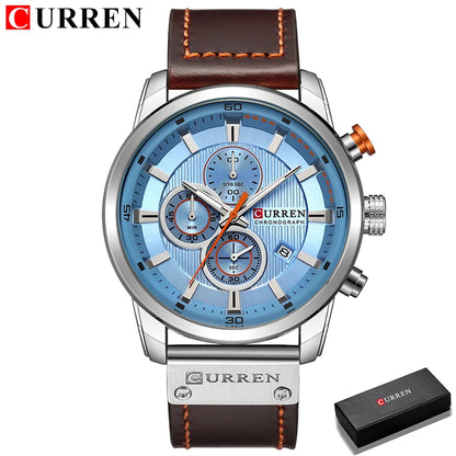 CURREN Luxury Brand Men Military Sport Watches Men's Quartz Clock Leather Strap Waterproof Date Wristwatch Reloj Hombre