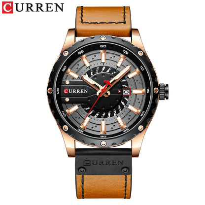 CURREN Watches Top Brand Fashion Leather Wristwatch Casual Quartz Men's Watch New Chic Luminous hands Clock