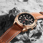 MEGIR Watches for Men Fashion Military Sport Watch Waterproof Date Quartz Casual Wristwatch with Chronograph Leather Strap 2128