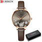 CURREN Watches Women Brand Leather Quartz Wristwatches Luxury Design Clock for Ladies Charm Flowers Dial Montre Femme
