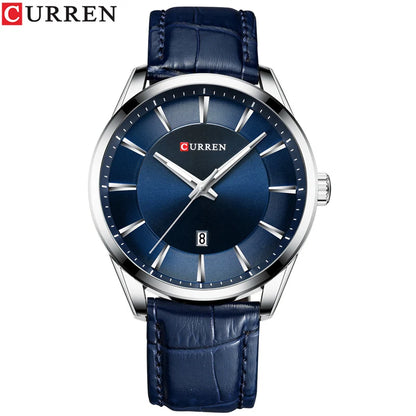 CURREN Simple Men Leather Watch Man Luxury Brand Quartz Watches Relogio Masculino Casual Wristwatch Male Clock Blue