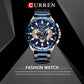 CURREN Luxury Casual Mens Watches Quartz Sports Chronograph Wristwatch Male Stainless Steel Luminous hands Clock