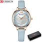 CURREN Branded Women's Watches 2021 Lux Elegant Ladies Wristwatch with Leather Bracelet Royal Blue