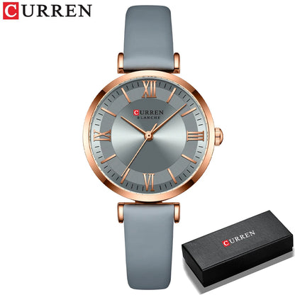 CURREN New Watches for Women Simple Quartz Ladies Wristwatches with Leather Strap Elegance Wrist Charm Timeless