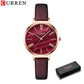 CURREN Fashion Women's Watches Leather Strap Quartz Wristwatch Classic Simple Thin Watch