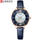 CURREN Branded Women's Watches 2021 Lux Elegant Ladies Wristwatch with Leather Bracelet Royal Blue