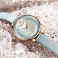 CURREN Branded Women's Watches 2021 Lux Elegant Ladies Wristwatch with Leather Bracelet Royal Blue