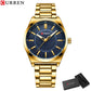 CURREN Man Watch Fashion Stainless Steel Quartz Wristwatches Top Brand Simple Thin Watches for Men Gold Clock