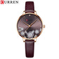 CURREN Watches Women Brand Leather Quartz Wristwatches Luxury Design Clock for Ladies Charm Flowers Dial Montre Femme