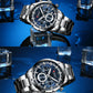 CURREN Top Brand Military Quartz Watches Silver Blue Mens Stainless Steel Chronograph Wristwatch for Male Casual Sporty Clocks