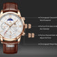 LIGE Fashion Brown Leather Watches For Men Casual Business Men Quartz Watch Waterproof Luminous 24 Hour Moon Phase Chronograph