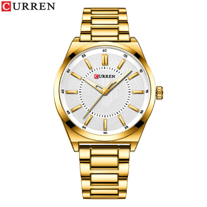 CURREN Man Watch Fashion Stainless Steel Quartz Wristwatches Top Brand Simple Thin Watches for Men Gold Clock