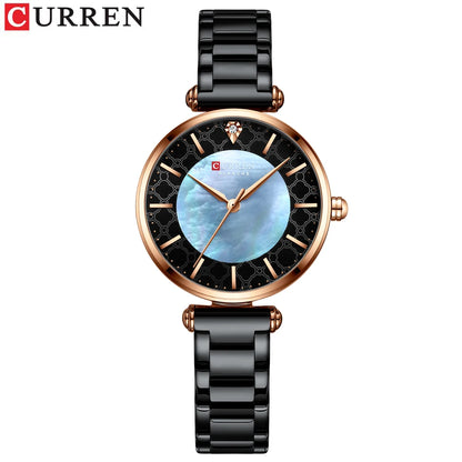 Watches Women CURREN Top Brand Fashion Thin Quartz Wristwatch with Charming Stainless Steel Bracelet