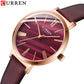 CURREN Fashion Women's Watches Leather Strap Quartz Wristwatch Classic Simple Thin Watch