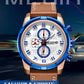 MEGIR Chronograph Sport Watch for Men Leather Strap Quartz Military Wristwatch Waterproof Calendar Clock Relogio Masculino 2082