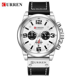Fashion Classic Black White Chronograph Watch Men CURREN Men's Watches Casual Quartz Wristwatch Male Clock Reloj Hombre