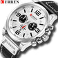 Fashion Classic Black White Chronograph Watch Men CURREN Men's Watches Casual Quartz Wristwatch Male Clock Reloj Hombre