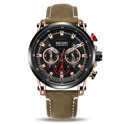 MEGIR Men Sports Watch Chronograph Luxury Quartz Military Wristwatches Waterproof Luminous Date Clock Relogio Masculino 2085