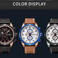 MEGIR Chronograph Sport Watch for Men Leather Strap Quartz Military Wristwatch Waterproof Calendar Clock Relogio Masculino 2082