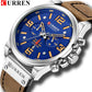 Fashion Classic Black White Chronograph Watch Men CURREN Men's Watches Casual Quartz Wristwatch Male Clock Reloj Hombre