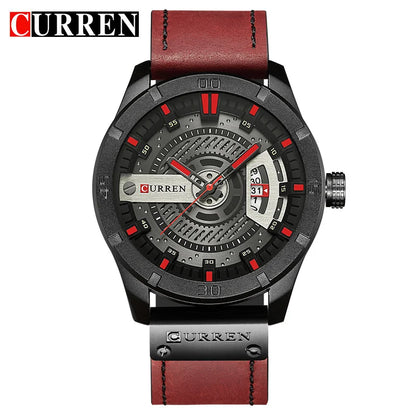 CURREN Men Military Sports Watches Men's Quartz Date Clock Man Casual Leather Wristwatches  Relogio Masculino