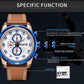 MEGIR Chronograph Sport Watch for Men Leather Strap Quartz Military Wristwatch Waterproof Calendar Clock Relogio Masculino 2082